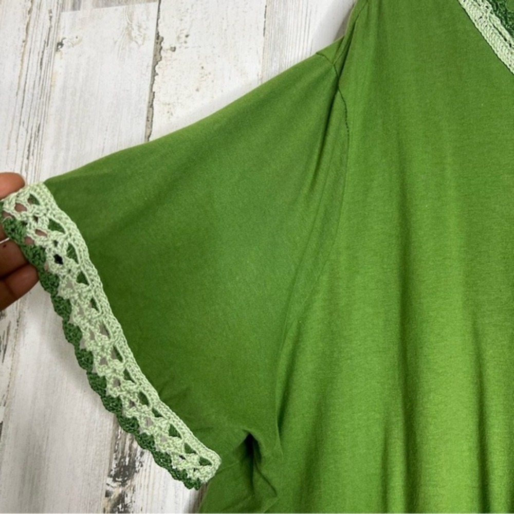 Veranesi Women's 4X Shirt Top Green‎ crochet trims and beaded tassel - Picture 8 of 13